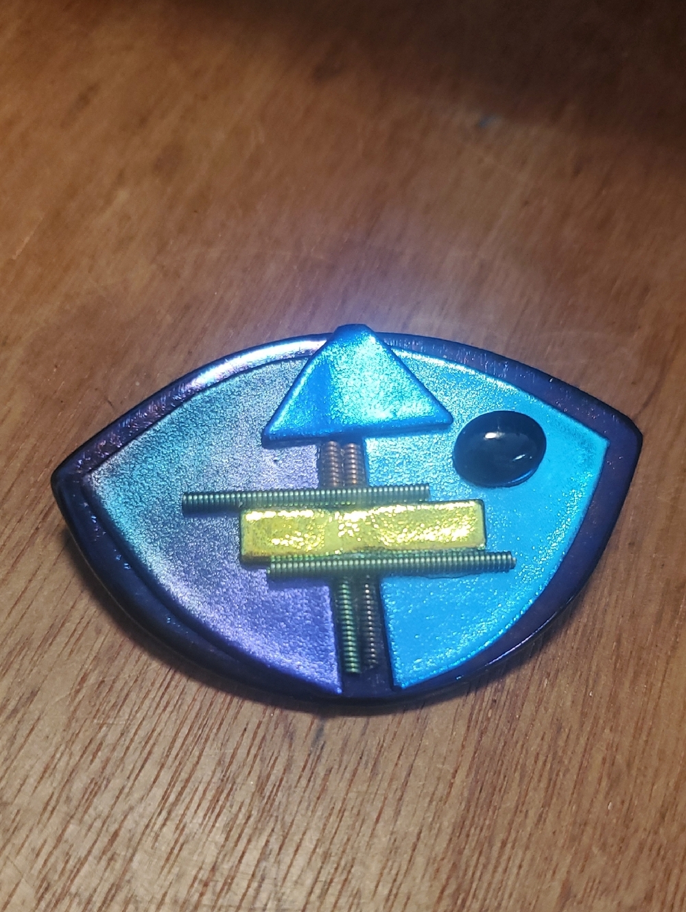 Iridescent Blue-Purple Abstract Dichroic Glass Pin D